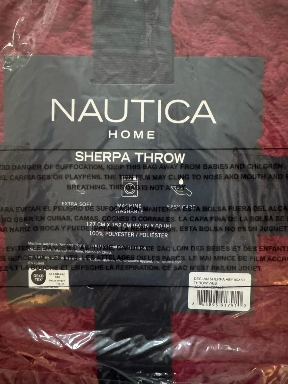 Nautica Home Sherpa Throw - Charcoal Gray
